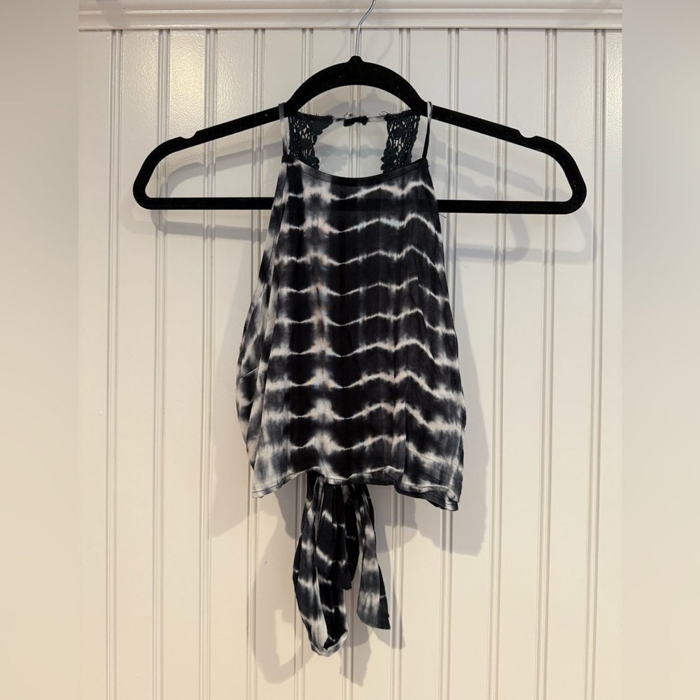 Caren Forbes Chic Black and White Tie-Dye Tank Top